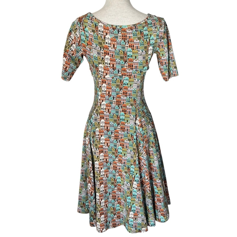 Effies Heart Fit Flare Dress with Pockets House Urban City Print Medium - Picture 4 of 10